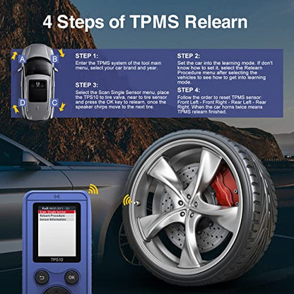 OBDResource TPMS Relearn Tool for Auto Tire Pressure Monitor System Sensor Activation TPMS Reset Tool TPS10 for Buick, for Ford, for Jeep, for Dodge Series Vehicles/Most GM Series Vehicles