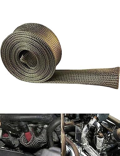 Fuel Line Heat Shield Wire Heat Shield Heat Shield Sleeve Auto Hose Spark Plug Wire Heat Shield diesel heater exhaust sleeve 2500 Degree for Car&Auto Wire Loom Brake Cable (1"IDX10',Titanium) - color: Titanium, size: 1" IDX10'
