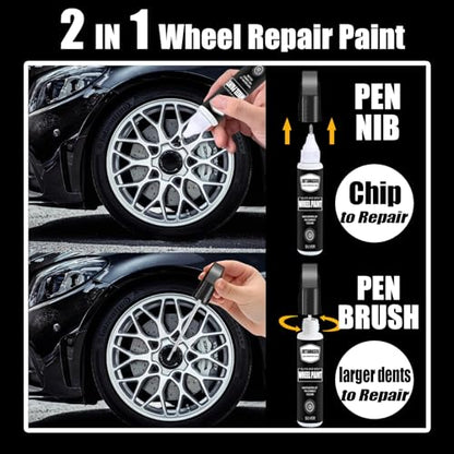 Silver Rim Touch Up Paint - Wheel Repair Kit Curb Rash, Quick And Easy Wheel Scratch Repair, Rim Paint For Car Wheel Repair - style: Silver