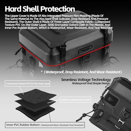 Rhinowalk Insulated Motorcycle Tail Bag Thermal Storage with Waterproof Shell – Ideal for Food Delivery or Commuting (Combo MFT2302: 36L Hard Shell Case + 22L Insulated Insert) - style: Insulation Bag Combo Mft2302