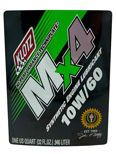 Klotz MX-4 TechniPlate, Hi-Performance Synthetic Motor Oil Lubricant for 4-Stroke Off-Road Racing Motorcycle & ATV Engines | 10W-60 – KL-890 – 1 Quart - size: 10W-60
