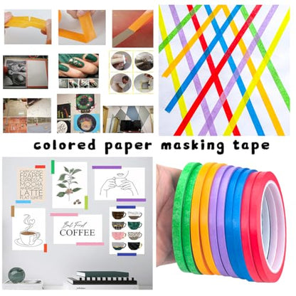 JINBING Washi Paper Masking Tape Art Tape for DIY Nail Arts Drawing Pattern Making Painters Tape 1/4 Inch x 27 Yard (Yellow) - color: Yellow