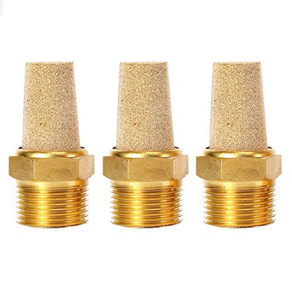 Quickun Air Pneumatic Mufflers, 1/4" Male Thread Sintered Bronze Exhaust Muffler Silencer (Pack of 3) - size: 1/4" Male (3Pcs)