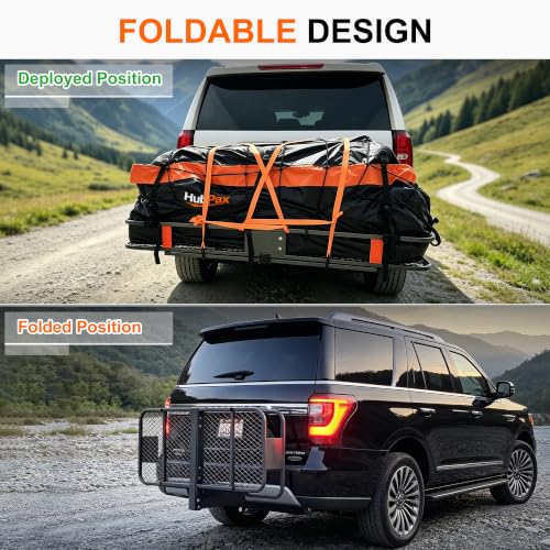 Hitch Mount Folding Trailer Cargo Carrier Basket 60" x 20" x 6" - size: 16 Cubic feet