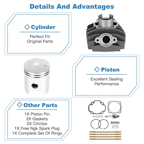 ECCPP 79CC Cylinder Piston Ring Gasket 1983-2006 for Yamaha for PW80 - size: 527-11633-00-00