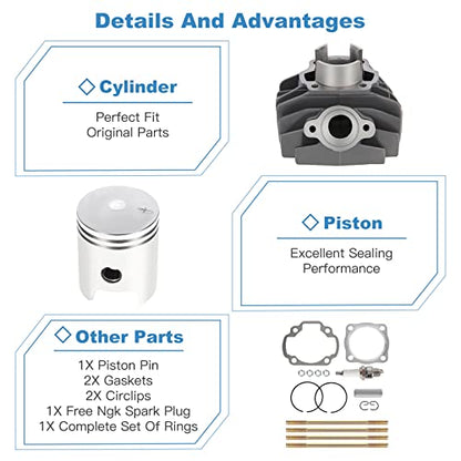 ECCPP 79CC Cylinder Piston Ring Gasket 1983-2006 for Yamaha for PW80 - size: 527-11633-00-00
