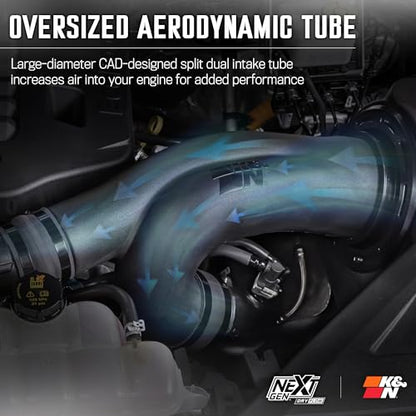 K&N NextGen Cold Air Intake System: Dry-Flow Cotton Filter: Compatible with 2021-2025 FORD F150; F150 Raptor; 50-2617D - style: NextGen Dryflow