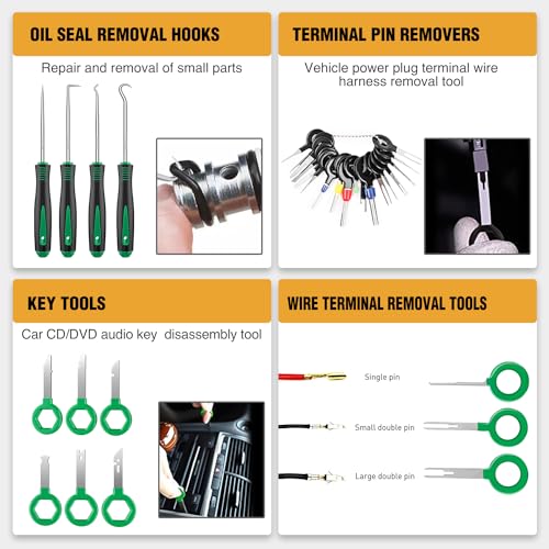 GOOACC 238Pcs Trim Removal Tool Auto Push Pin Bumper Retainer Clip Set - color: 120Pcs Clips + 118 Remover Green