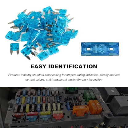 25 PCS 15 Amp Mini Car Fuses, 15A Automotive Blade Fuse Replacement, Auto Fuse Kit for Car RV Truck Motorcycle SUV Boat - color: 15A