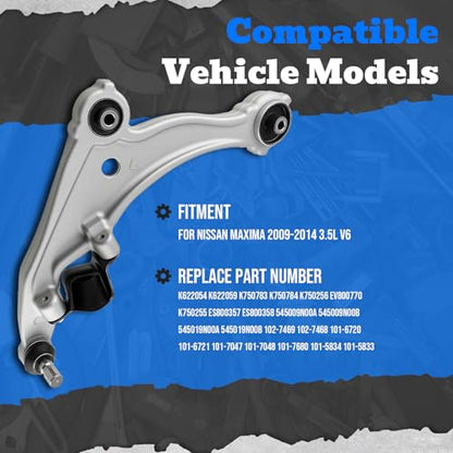 AUTOKAY 12PC Front Lower Control Arm Suspension kit for Nissan Maxima 09-14 - size: 20.67''×16.73''×6.3''