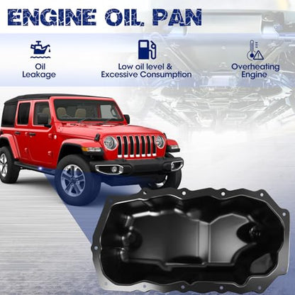 Transmission Oil Pan with Drain Plug, Fit for Jeep Liberty 2002-2005, Fit for Jeep Wrangler TJ 2003-2006, 2.4L, OE 53010491AA - size: 53010491AA