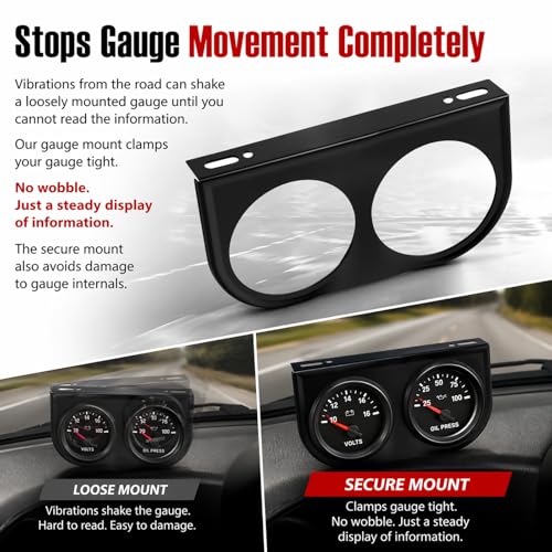 Dual Hole Mount Panel for Auto Gauges,52mm 2-1/16" Mount for Automotive Gauges for DIY Installation,Professional Mounts Panel for Car Gauge for Avoiding Accidental Loosening