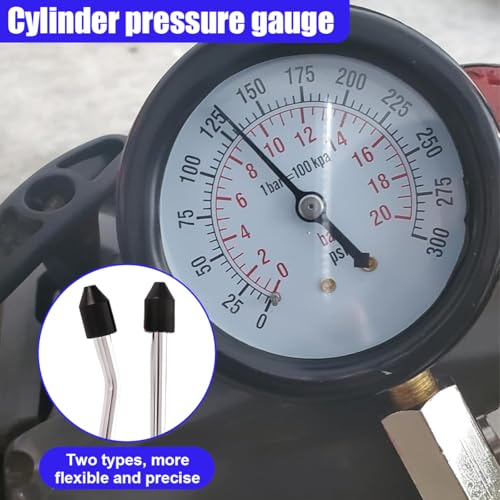 9PCS Petrol Engine Cylinder Compression Tester Kit with Spark Plug Tester, 0-20 Bar & 0-300 PSI Compression Gauge Car and Motorcycle Engine Testing Tool (Blue) - color: Blue