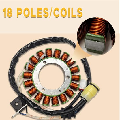 Chikia Hisun 500 Stator Coil Magneto Generator Compatible with Hisun UTV ATV 500 700,Massimo MSU 500 700,AXIS 500 700,Coleman/UT500 700,Cub Cadet,Bennche(18 Poles/Coils)