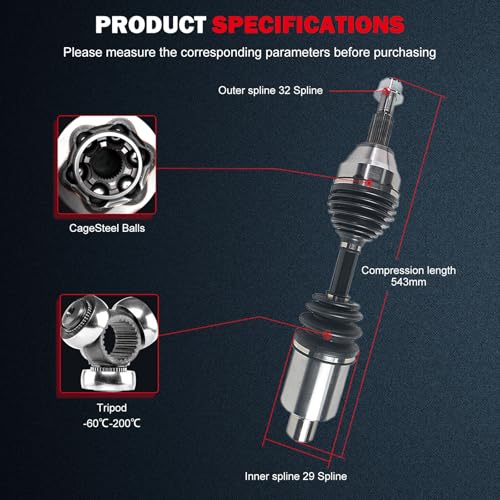 cciyu CV Axle for Dodge Nitro 2007-2011 NCV12066 - size: 17-9619