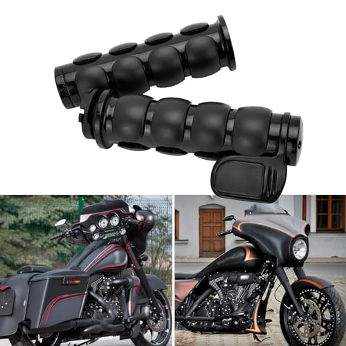 DREAMIZER 25.4MM Motorcycle Handlebar Grips 1 inch Compatible with Honda Shadow Spirit 750 Valkyrie Fury VTX1300 VTX1800 VT400 VT750 VT1100 - Smooth - style: 큰 스로틀이 있는 플랫 블랙