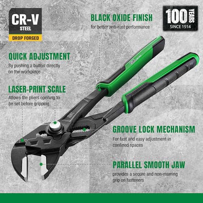 SK 10" Pliers Wrench, Smooth Parallel Jaw Water Pump Pliers, CR-V Steel - size: 10-inch Single