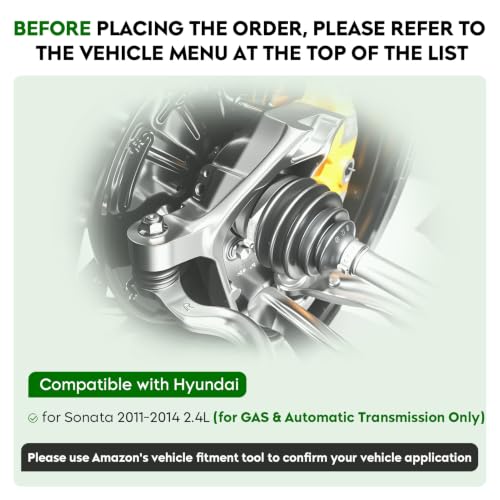 2PCs Front CV Axle Shafts Assembly Fit for Hyundai Sonata 2.4L L4 FWD 2011-2014, Automatic Transmission Only, [w/ABS Exc. Hybrid], Left and Right Side