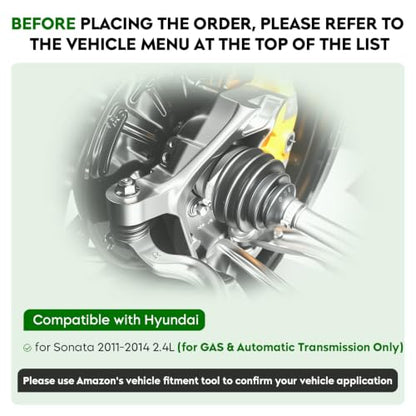 2PCs Front CV Axle Shafts Assembly Fit for Hyundai Sonata 2.4L L4 FWD 2011-2014, Automatic Transmission Only, [w/ABS Exc. Hybrid], Left and Right Side
