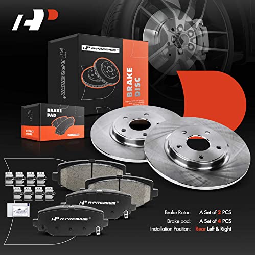 A-Premium 12.91 inch (328mm) Rear Solid Brake Rotors and Ceramic Pads Kit - style: Rear Solid
