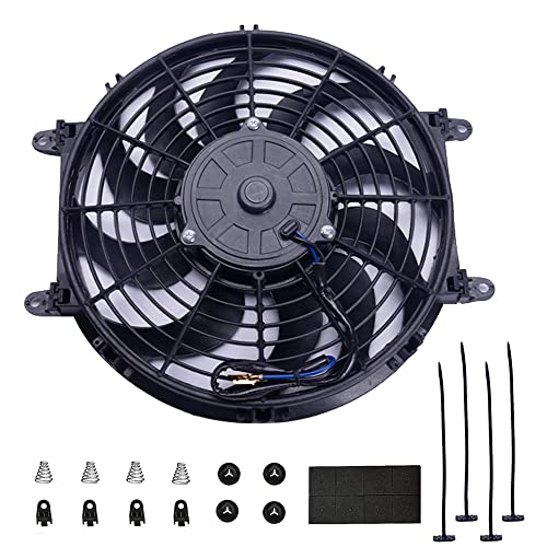 12" Inch Electric Radiator Fan 12V Universal Cooling Fan 80W Mount Kit High Performance Radiator Assembly Kit - style: 12" Curved