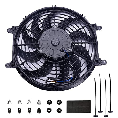 12" Inch Electric Radiator Fan 12V Universal Cooling Fan 80W Mount Kit High Performance Radiator Assembly Kit - style: 12" Curved