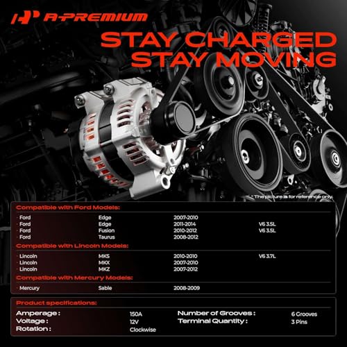 A-Premium Alternator, 12V 150A Only (Not 175A/200A), 6-Groove Pulley CW