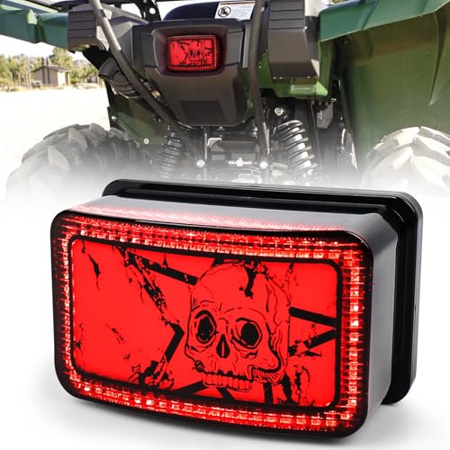 MOVTOR ATV LED Tail Light with Halo for Yamaha Grizzly Big Bear - color: skull red DRL & black housing