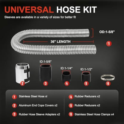 36" Stainless Steel Flexible Radiator Coolant Water Hose Kit - color: Silver, size: 36 Inch