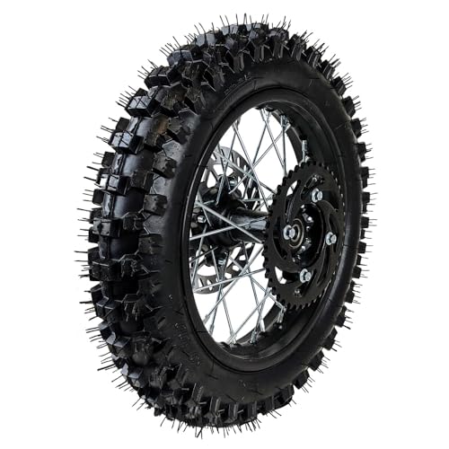 RedCap 70/100-17 + 90/100-14 Wheel Tire Rim and Inner tube with 15mm Bearing Assembly for 110cc 125cc 150cc Dirt Pit Bike Apollo DB27 RFZ XR TaoTao SSR Includes Brake Rotor 428 Sprocket