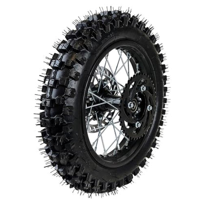 RedCap 70/100-17 + 90/100-14 Wheel Tire Rim and Inner tube with 15mm Bearing Assembly for 110cc 125cc 150cc Dirt Pit Bike Apollo DB27 RFZ XR TaoTao SSR Includes Brake Rotor 428 Sprocket