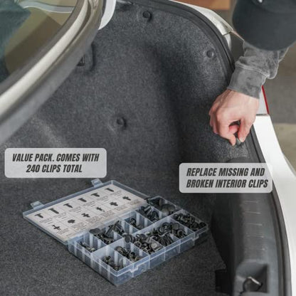 Sunplustrade 240 Pcs Bumper Clips Car Clips Plastic Rivets Fasteners Push Retainer Kit Most Popular Sizes Auto Push Pin Rivets Set for GM Ford Toyota Honda Chrysler - size: One Size