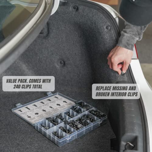 Sunplustrade 240 Pcs Bumper Clips Car Clips Plastic Rivets Fasteners Push Retainer Kit Most Popular Sizes Auto Push Pin Rivets Set for GM Ford Toyota Honda Chrysler - size: One Size