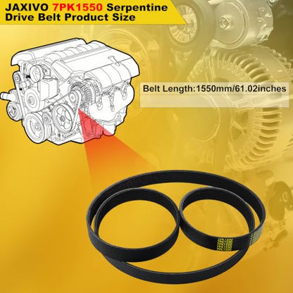 K070610 Serpentine Drive Belt V-Ribbed for Lexus 13-18 ES350,07-15 GS350,06-18 IS350 Highlander 3.5L,for Toyota 3.5L 13-18 Avalon,12-17 Camry,06-12 RAV4,11-16 Sienna,7PK1550 - size: 7PK1550-1550mm
