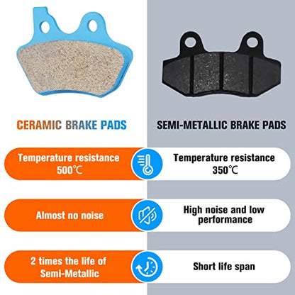 Youxmoto Front & Rear Ceramic Brake Pads Fit for Harley Davidson FLHR/Ci/Si Road King &FLHT/FLHTi Electra Glide Standard &FLHTCU-I Electra Glide Ultra Classic 2000 2001 2002 2003 2004 2005 2006 2007