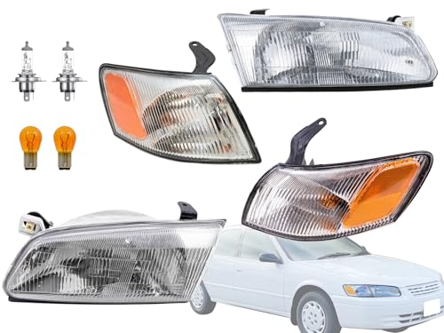 APA Replacement Head Light and Corner Turn Signal Lamp for 1997 1998 1999 Camry 4 Piece Combo Set with Driver Left and Passenger Right Side - color: 1997-1999 Camry Combo
