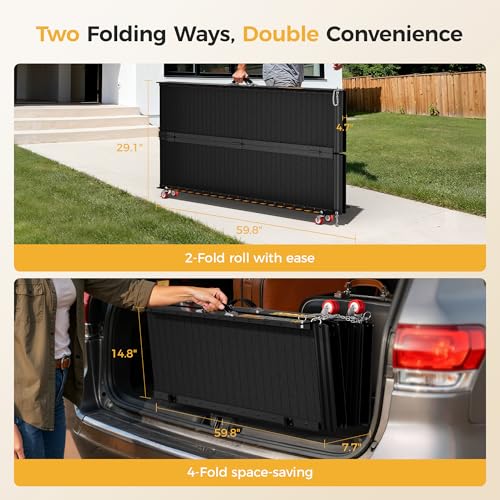 CAMMOO 10 FT Aluminum Wheelchair Ramp with 800 LBS Load Capacity, Portable Folding ramps for wheelchairs - size: 10 FT