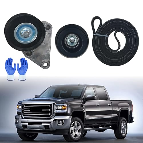 Engine Drive Belt Tensioner Idler Pulley Serpentine Belt Kit Fit for 2003-2006 Chevrolet Avalanche Silverado Express, 2002-2007 GMC Sierra Yukon, Cadillac Escalade Replaces 12609719 12555609 - size: 12609719