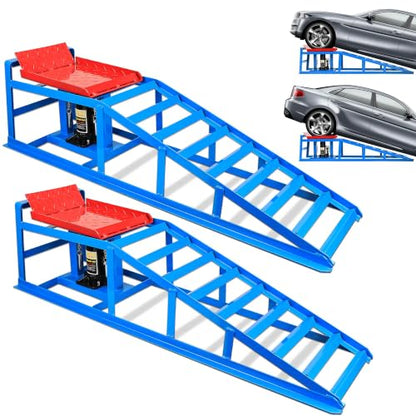 2PCS 5T 11060lbs Hydraulic Car Ramps for Home Garage Oil Changes - color: Red Blue