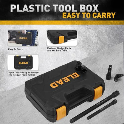 18-Pieces Impact Socket Extension Set: 1/4", 3/8" & 1/2" Drive Socket Extension Bar, Socket Adapter Set, Swivel Universal Joints & Impact Coupler - color: Impact Socket Extension Black