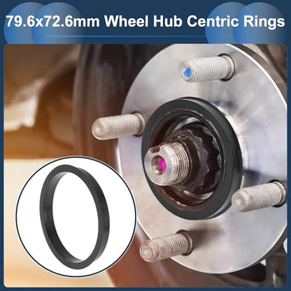 79.6mm to 72.6mm Car Wheel Hub Centric Rings Black Polycarbonate Wheels Center Shaft Shock Absorbing Hubrings 4 Pcs