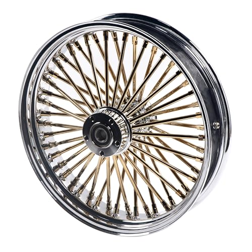 FatFlex 18" Rear Wheel Golden Fat Spokes Chrome 3.5" Rim - color: 18" x 3.5", Chrome+Gold+Chrome
