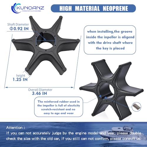 06192-ZY6-000 Water Pump Impeller Kit for Honda 115-150 HP 4 Stroke - size: BF115/135/150