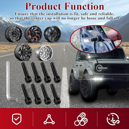 8 Pack Upgrade Fuel Wheel Center Cap Screws, with Adapter Tool - style: 8 Pcs 1002-53-B