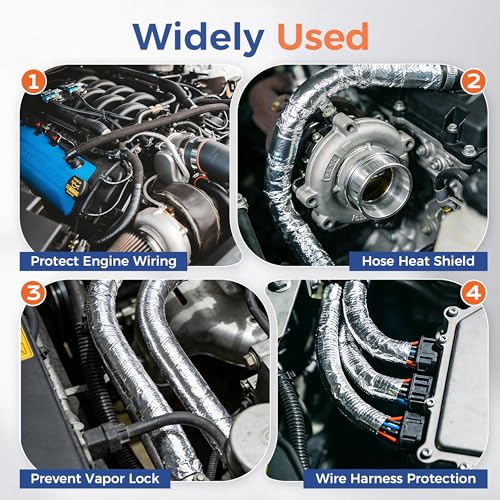Automotive Aluminum Heat Shield Sleeve Wrap Wire Up to 485 °F, Cable Heat Shield Fire Sleeve Heat Resistance Silver Inner Diameter (3/4"-14ft) - size: 3/4"-14ft