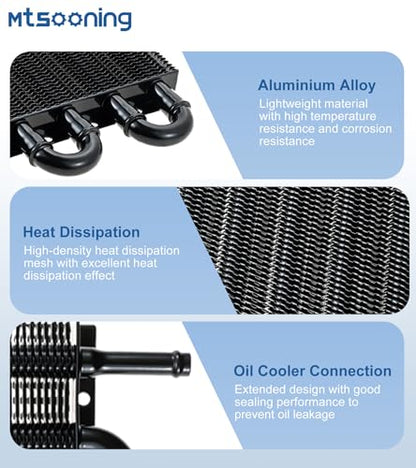 Transmission Oil Cooler Kit, Universal 4 Pass 5/16" Tube and Fin Oil Cooler - size: 4-PASS