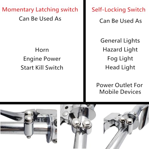 2 Buttons CNC Hand Control Momentary Switch Micro Switch - size: 7/8 Inch Chrome