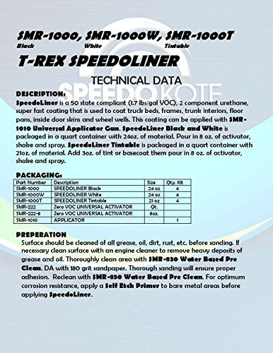Speedokote T-Rex White Bed Liner, 2K Urethane, SMR-1000W-K8 Truck Bedliner w/Free Spray Gun