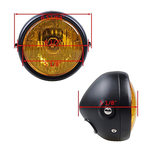 Universal Motorcycle 6 1/2" Amber Headlight + Headlamp Cover Mesh Grill Cafe Racer Bobber - color: Amber+Mesh