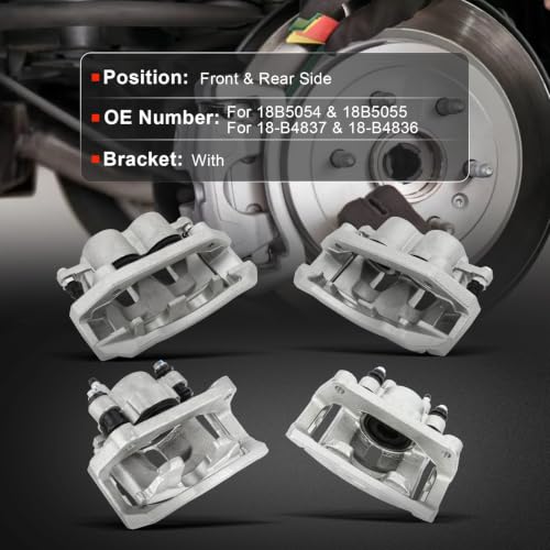 cciyu Front & Rear Brake Calipers 18B5054 18B5055 18-B4837 18-B4836 - size: Front & Rear[18B5054+18B5055+18-B4837+18-B4836]